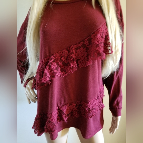 🤍 GUC Joe Boxer Women's Burgandy Long Sleeve Shirt Size 3X - Picture 4 of 11